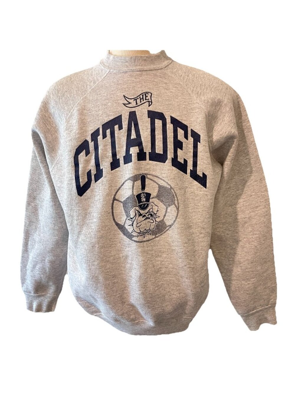 Vintage 90s The Citadel Discus Athletic Crewneck Gray Sweatshirt XL Raglan USA